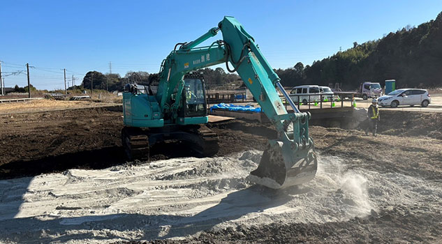 地盤改良工事の施工現場
